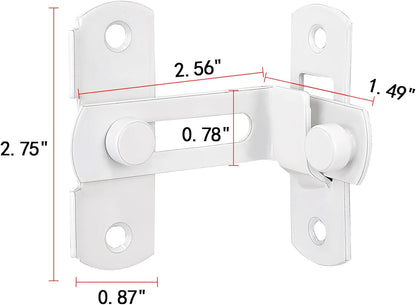 4 Packs Flip Door Sliding Latches，White 90 Degree Stainless Steel Bar Gate Latches Safety Door Lock,Sliding Door Antique Lock Gate Latches Wine Cabinet Carbon Steel Closet Door Latches  White    White - Image 2