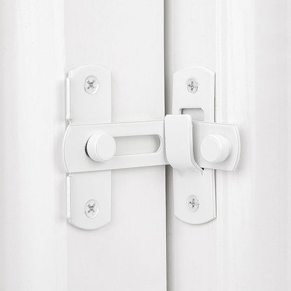 4 Packs Flip Door Sliding Latches，White 90 Degree Stainless Steel Bar Gate Latches Safety Door Lock,Sliding Door Antique Lock Gate Latches Wine Cabinet Carbon Steel Closet Door Latches  White    White - Image 3