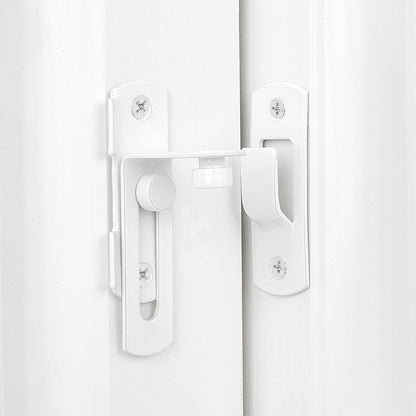 4 Packs Flip Door Sliding Latches，White 90 Degree Stainless Steel Bar Gate Latches Safety Door Lock,Sliding Door Antique Lock Gate Latches Wine Cabinet Carbon Steel Closet Door Latches  White    White - Image 4