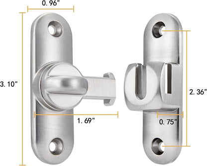 Silvery Barn Door Latches,90/180 Degree Gate Lock,Flip Gate Latches Hardware,Zinc Alloy Right Angle Door Lock Latch,Door Security Sliding Door Latch Lock for Cabinets,Bathroom Silvery_1 Pack - Image 2