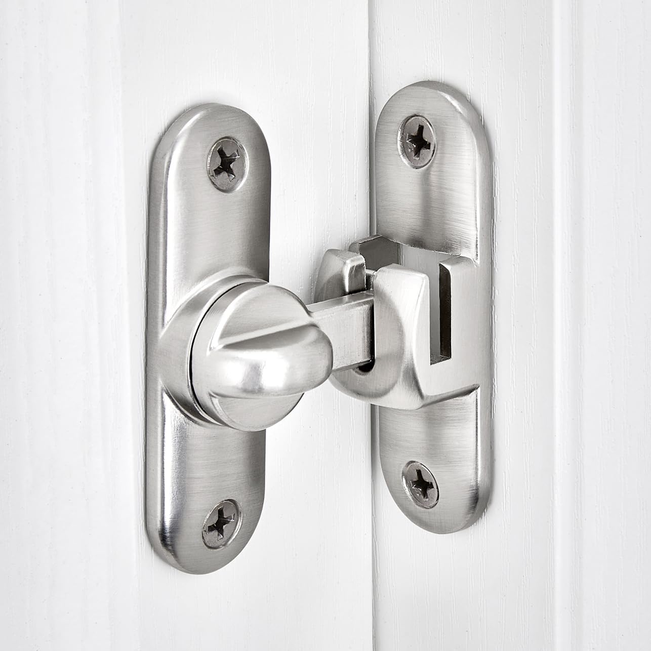 Silvery Barn Door Latches,90/180 Degree Gate Lock,Flip Gate Latches Hardware,Zinc Alloy Right Angle Door Lock Latch,Door Security Sliding Door Latch Lock for Cabinets,Bathroom Silvery_1 Pack - Image 3