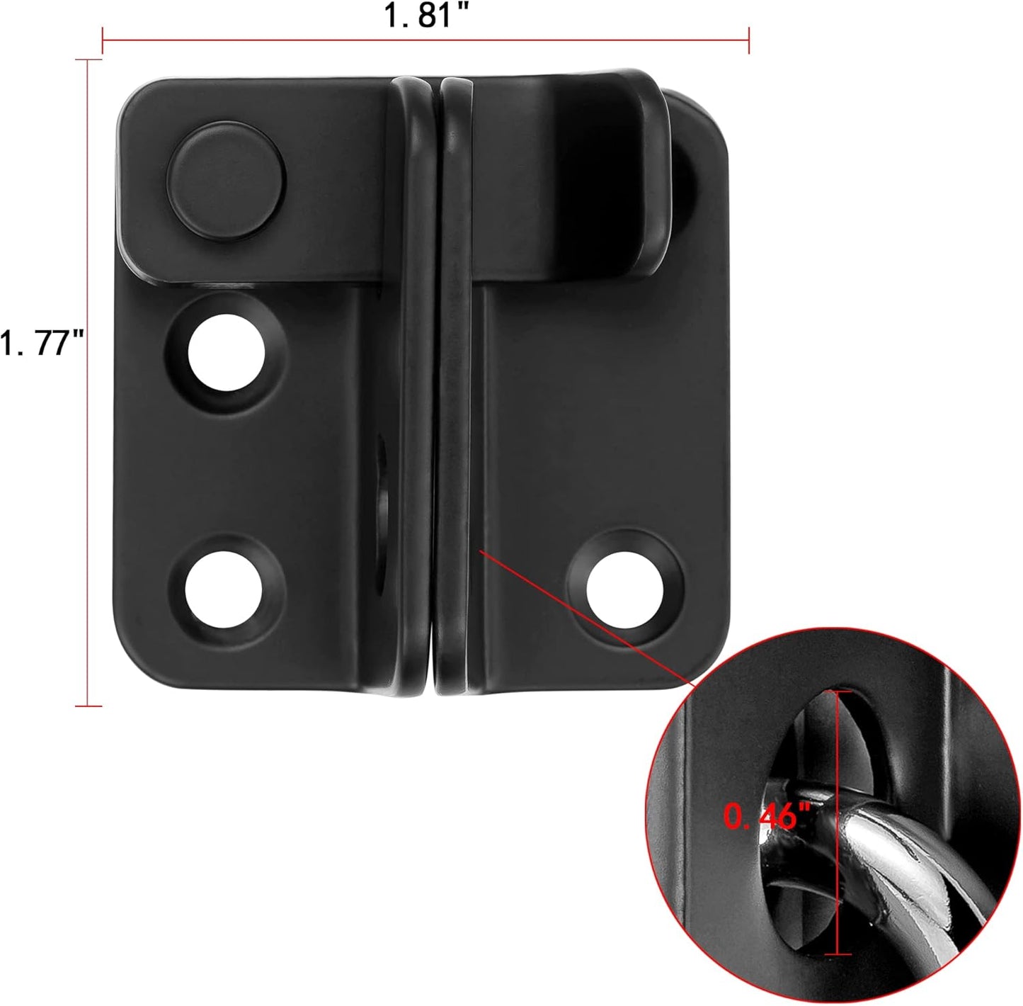 2 Packs Flip Latches，1.81” x 1.77”Black Stainless Steel Thickened Heavy Duty Hasp barn gate flip Door Latch Bi-fold Door Lock,Sliding Door Antique Lock Wine Cabinet Closet Door Latches  Small_Black_2 - Image 2
