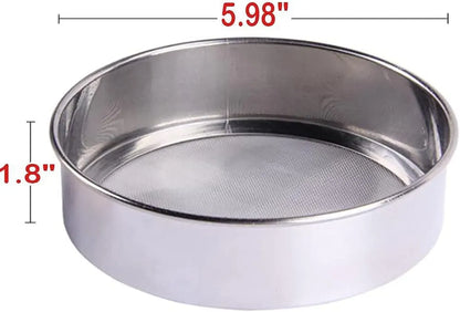 6 Inch Small Tamis, 18/8 60 Mini Fine Mesh Flour Sieve Flour Sifter Round Stainless Steel Flour Sieve - Image 2