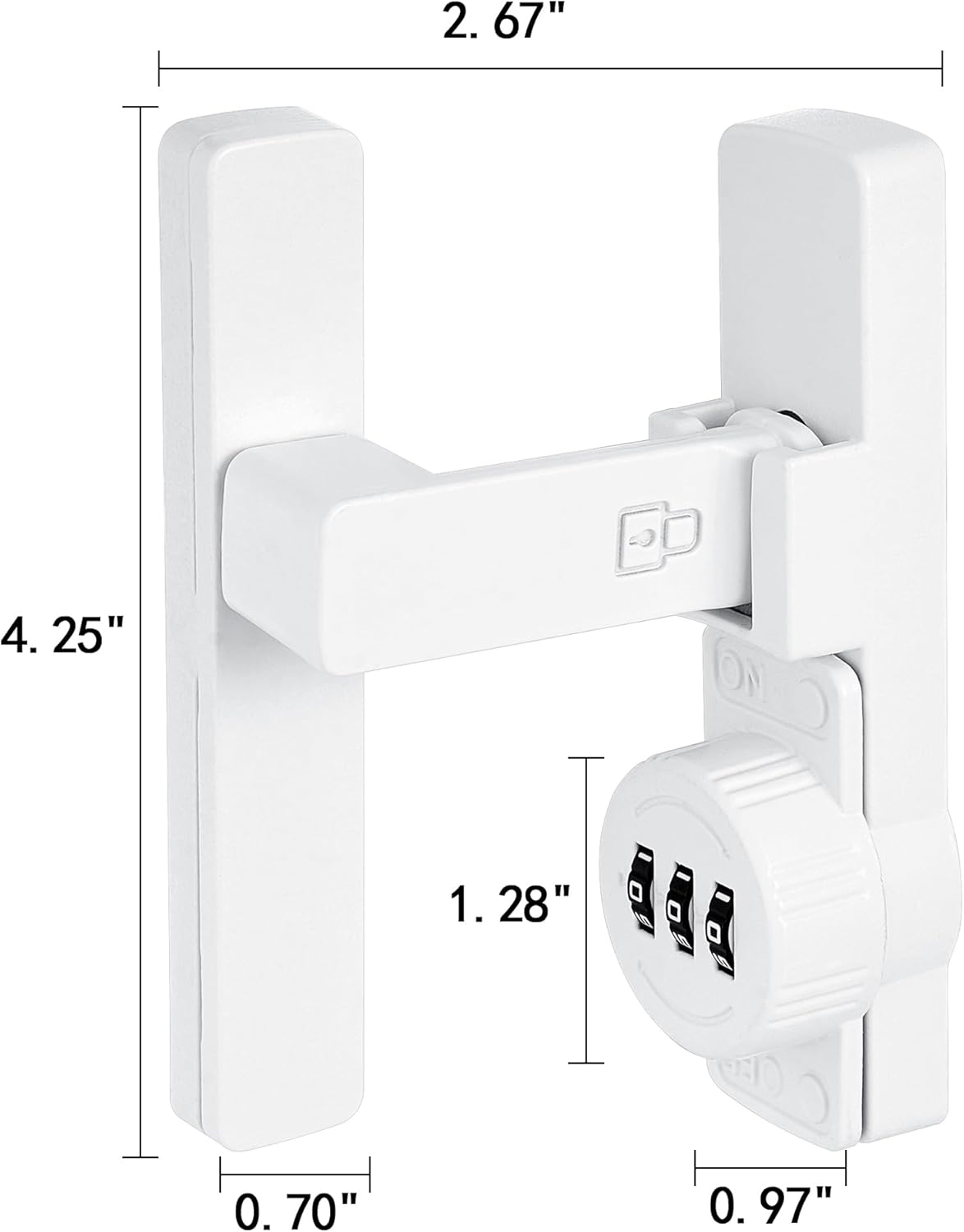 White 90 Degree Barn Door Lock,Mechanical Password Lock,Flip Latch with Combination,3 Digit Password Keyless,Protect Privacy,for Barn Door,Windows,Garden,Cabinets,Bathroom,and Sliding Door  90  90 - Image 2