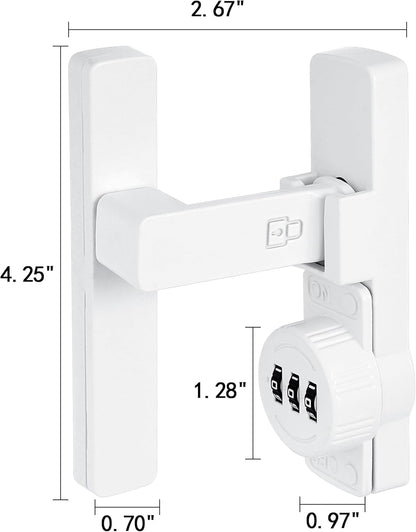 White 90 Degree Barn Door Lock,Mechanical Password Lock,Flip Latch with Combination,3 Digit Password Keyless,Protect Privacy,for Barn Door,Windows,Garden,Cabinets,Bathroom,and Sliding Door  90  90 - Image 2