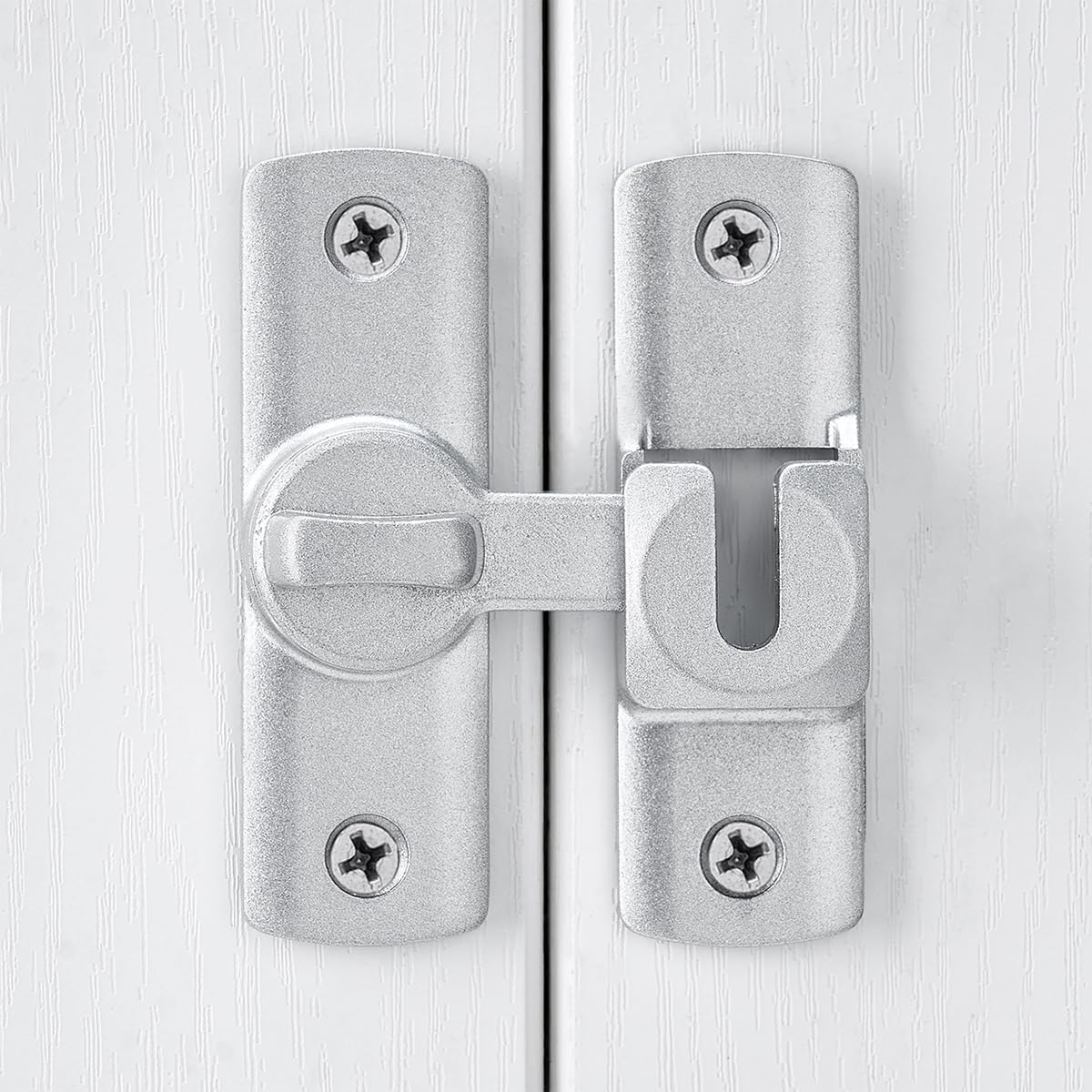 Silvery Barn Door Latches,90/180 Degree Gate Lock,Aluminum Alloy Right Angle Door Lock Latch,Flip Gate Latches Hardware,Door Security Sliding Door Latch Lock fo Cabinets,Barn Door,Bathroom  Silvery - Image 3