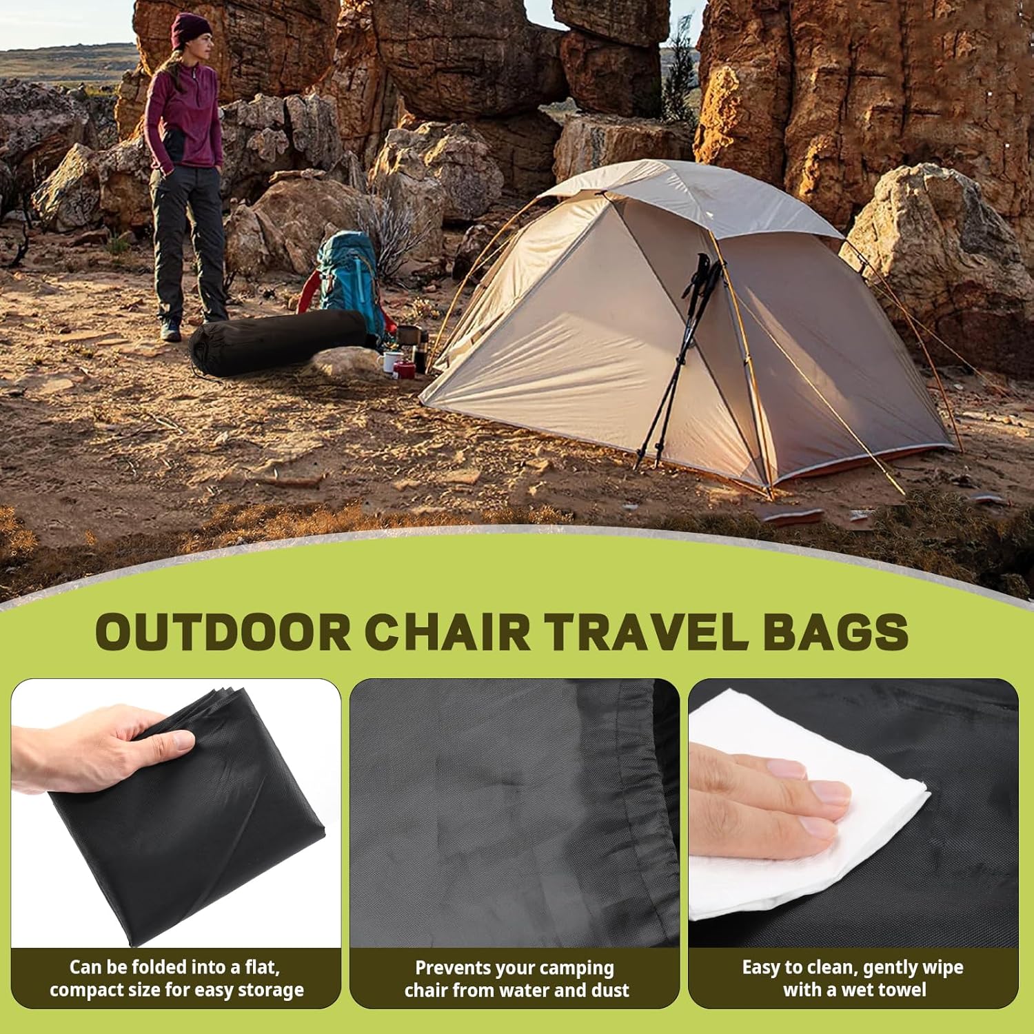 Camping Chair Replacement Bag for Coleman Portable Folding Chair Carry Bag with Shoulder Strap, Protective Carrying Chair Bag for Travel Outdoor Camping Sports, Black (Chair is Not Included) - Image 4