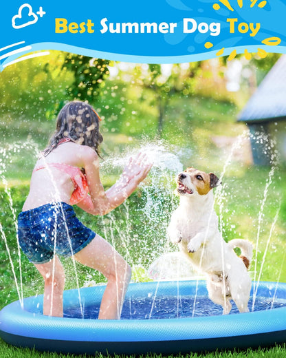 Splash Pad for Dogs & Kids - Anti-Slip Dog Pool for Large Dogs, 0.58 mm Thickened Durable Outdoor Water Play Mat, Summer Sprinkler Toy for Backyard (67in, Blue) - Image 4