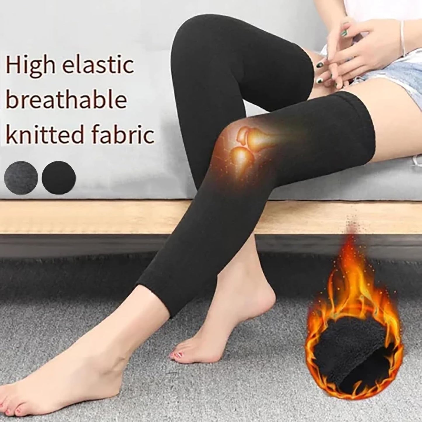 Cashmere Leg Warmer, Winter Warm Knitted Over Knee High Leg Warmer, Warm Thermal Knee Compression Sleeve - Image 3