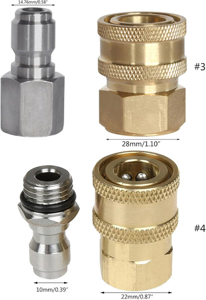 2 Pcs Pressure Washer Adapter 3/8 1/4 Inch Quick Connect Fittings Stainless Steel Pressure Washer Fittings Easy To Use Garden Hose To Pressure Washer Adapter 3/8 1/4 Quick Connect Converter - Image 2