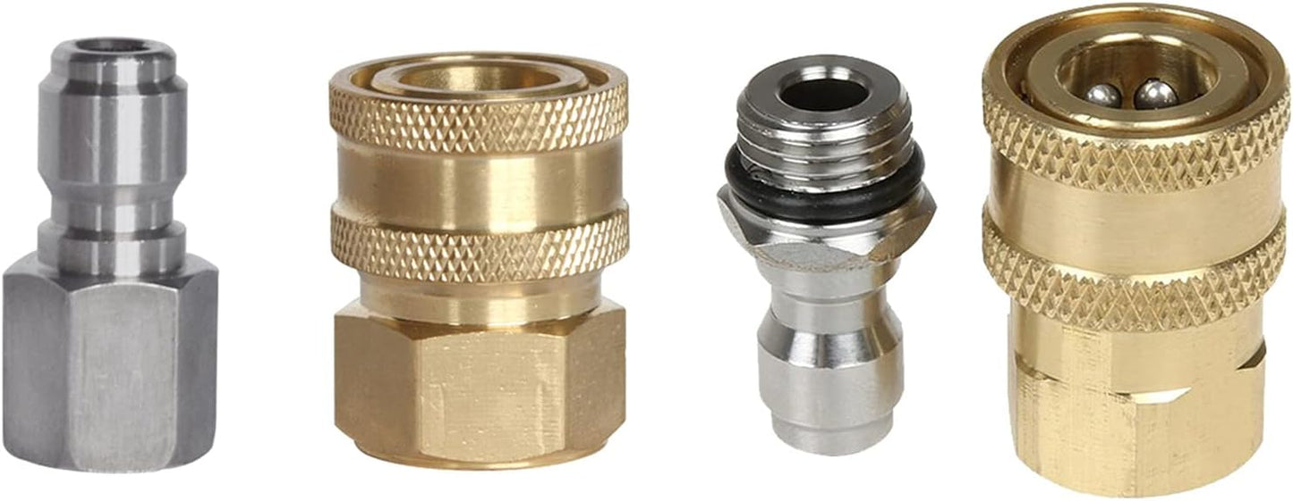 2 Pcs Pressure Washer Adapter 3/8 1/4 Inch Quick Connect Fittings Stainless Steel Pressure Washer Fittings Easy To Use Garden Hose To Pressure Washer Adapter 3/8 1/4 Quick Connect Converter - Image 3