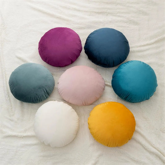 Solid Color Round Throw Pillow Sham, Round Pillow Covers for Home Decoration, Soft Warm Pillow Case (Red) - Image 3