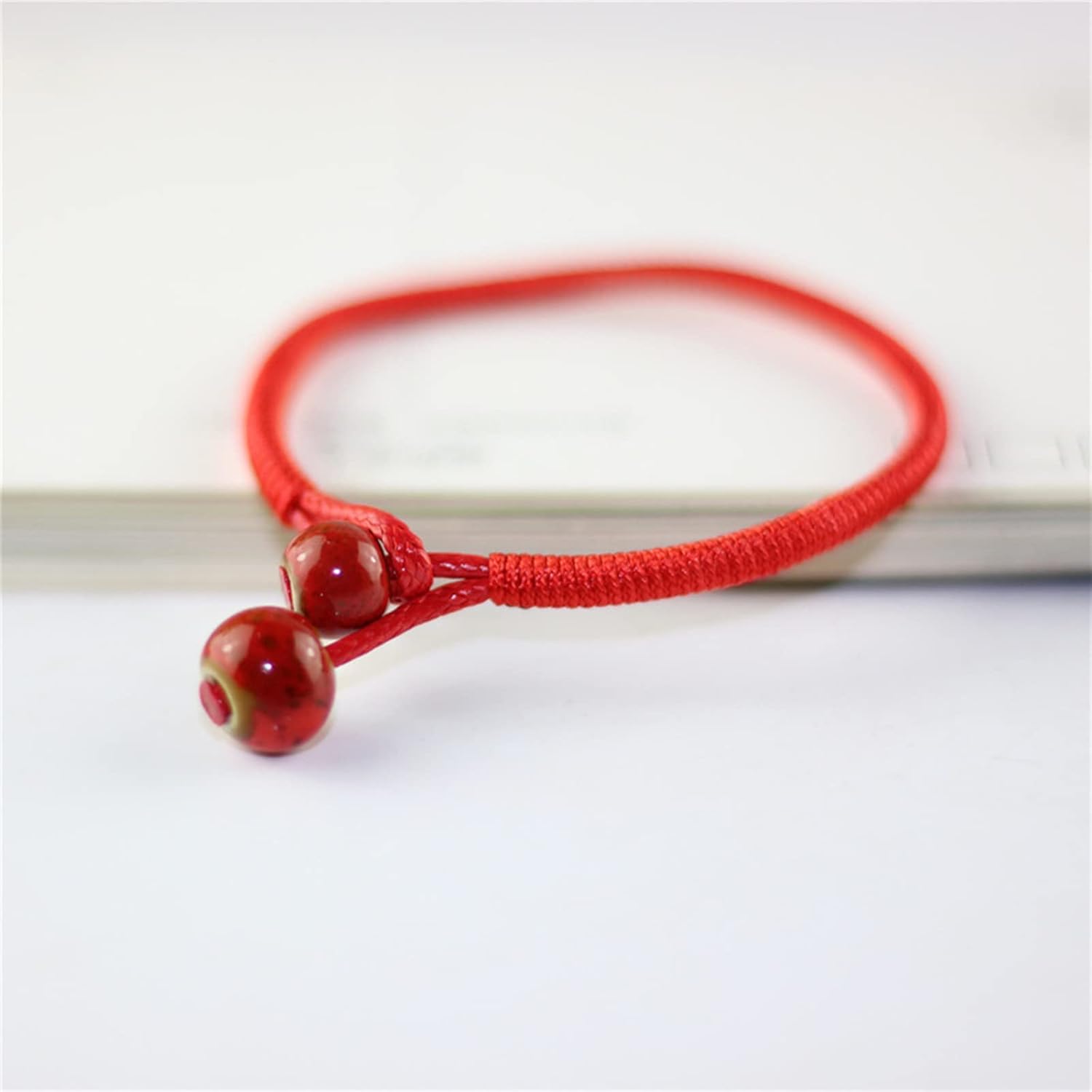 Men Women Lucky Ceramic Bead Red String Bracelet Hand Braided Bangle Durable and Useful - Image 3