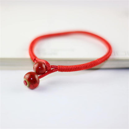 Men Women Lucky Ceramic Bead Red String Bracelet Hand Braided Bangle Durable and Useful - Image 3