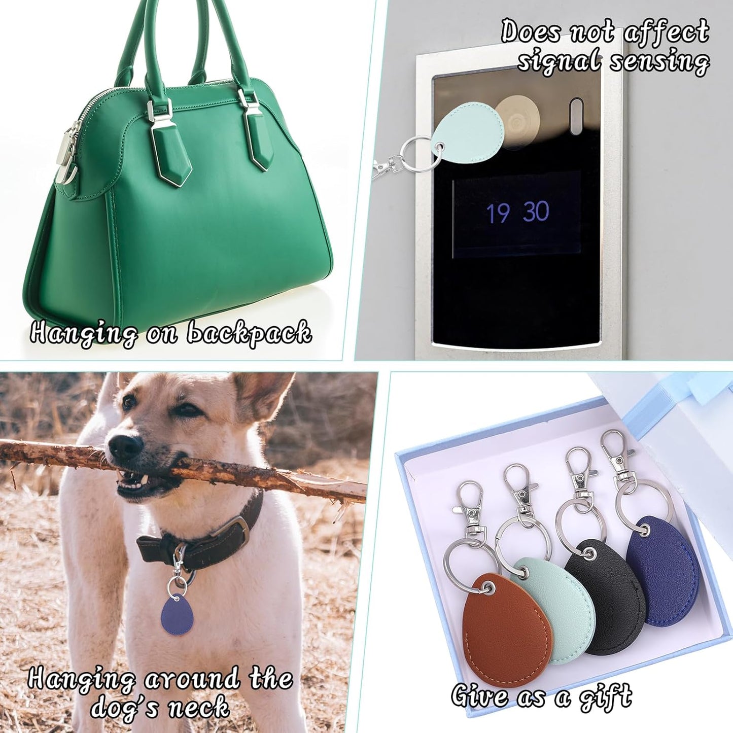 Key Fob Holder Leather, 8pcs Drop Shaped Keychain Holder with Metal Rings, Colorful PU keyring for Keys ID Key Cards - Image 3