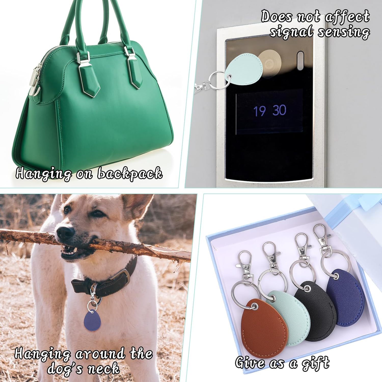 Key Fob Holder Leather, 8pcs Drop Shaped Keychain Holder with Metal Rings, Colorful PU keyring for Keys ID Key Cards - Image 3