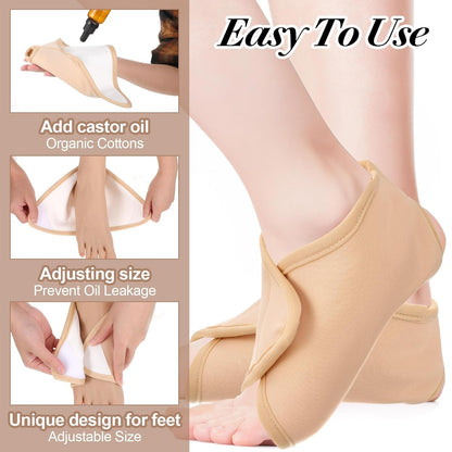 Castor Oil Pack Wrap for Ankle, Reusable Adjustable Feet Brace Reusable Castor Oil Cloth for Feet, Relief Gifts for Men Women Mom Dad Wife - Image 2