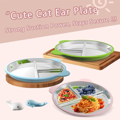 Silicone Stainless Steel Dinner Plate, 9-Inch Portion Control Plate, Balanced Lunch for Weight Loss and Diabetic Diets, Camping Metal Divider Plate (Round Pink) - Image 3