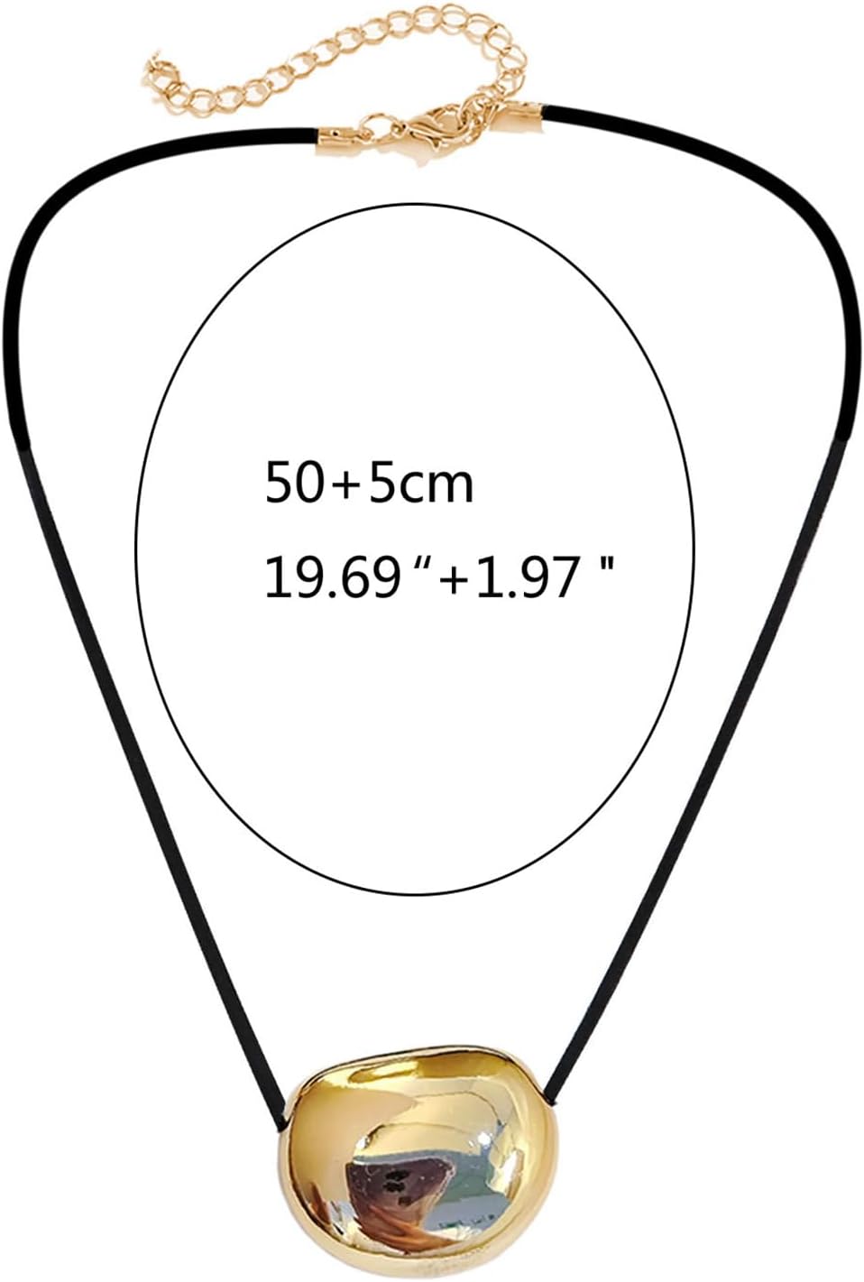 Oval Bead Clavicle Chain Fashionable Geometric Pendant Necklace - Image 2