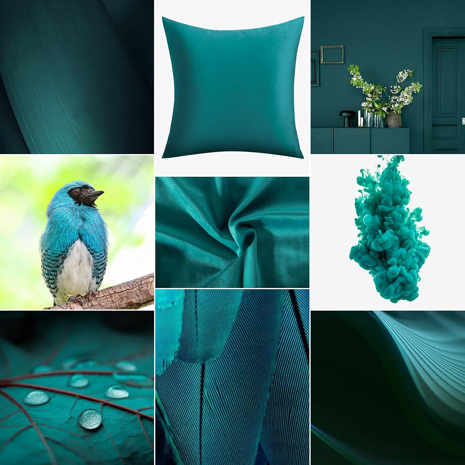 Not Fade Velvet Soft Solid Decorative Throw Pillow Covers Square Cushion Case for Sofa Bedroom Car 18 x 18 Inch 45 x 45 cm, Aqua Green - Image 4