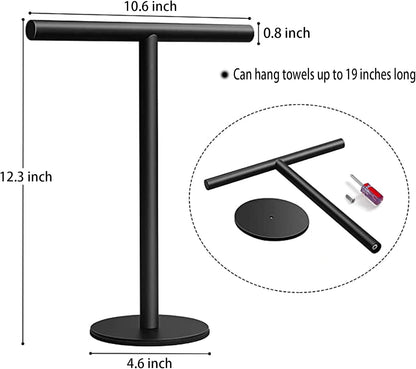 Hand Towel Holder Stand for Bathroom Vanity Countertop Matte Black T-Shape Towel Bar Rack Stand Towel Bar for Bathroom Kitchen  Matte Black    Matte Black - Image 2