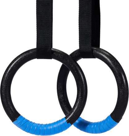 Gymnastic Rings, Exercise Olympic Rings with Adjustable Straps, Steel Buckles, Perfect for Workout, Strength Training, Pull-Ups and Dips (Black)