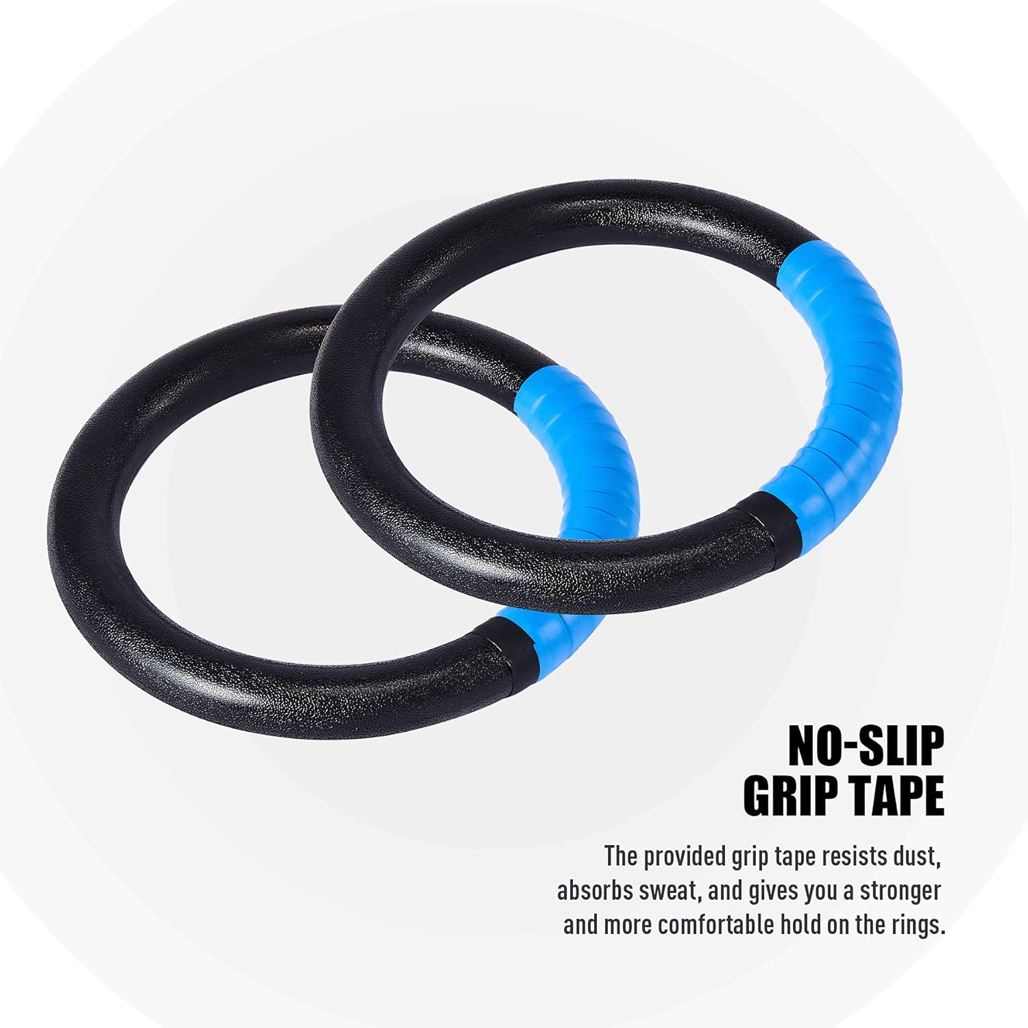 Gymnastic Rings, Exercise Olympic Rings with Adjustable Straps, Steel Buckles, Perfect for Workout, Strength Training, Pull-Ups and Dips (Black) - Image 4