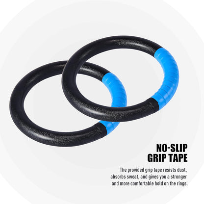 Gymnastic Rings, Exercise Olympic Rings with Adjustable Straps, Steel Buckles, Perfect for Workout, Strength Training, Pull-Ups and Dips (Black) - Image 4