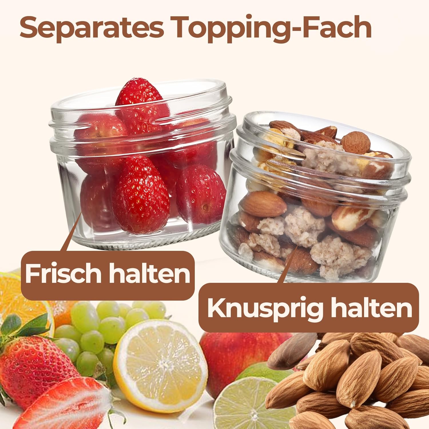 2-Pack 16 oz Overnight Oats Containers with Lids, Dual-Laryer Chia Pudding Jars with Dry and Wet Separation, Yogurt Parfait Cups for Oatmeal Cereal Nut Fruit, Meal Prep Glass Jars for Salad  Green - Image 3