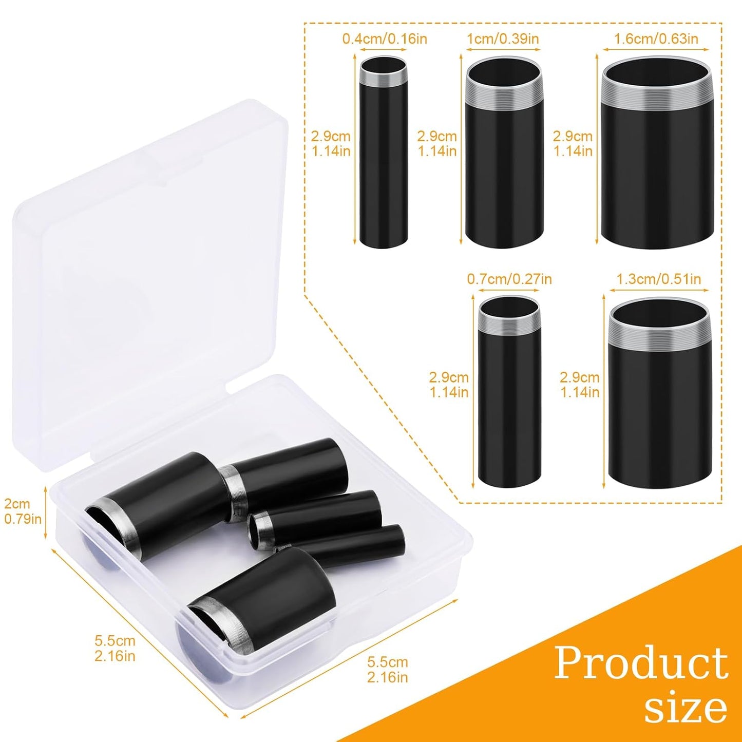 5 Sizes Round Hole Punch, Hollow Punch Cutter Tool Set with Storage Case, Leather Craft Tools Kit for Handmade DIY Craft Hole Punch Black  5 pcs  Black  5 pcs - Image 2