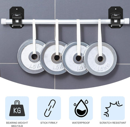 8PCS No Drill Curtain Rod Brackets,Nail Free Adjustable Curtain Rods No Drilling,Self Adhesive Curtain Rod Holder,Perforated Curtain Rod Hook,Non Screw Stick On Sticky Black Drape Pole Hanger Black - Image 3