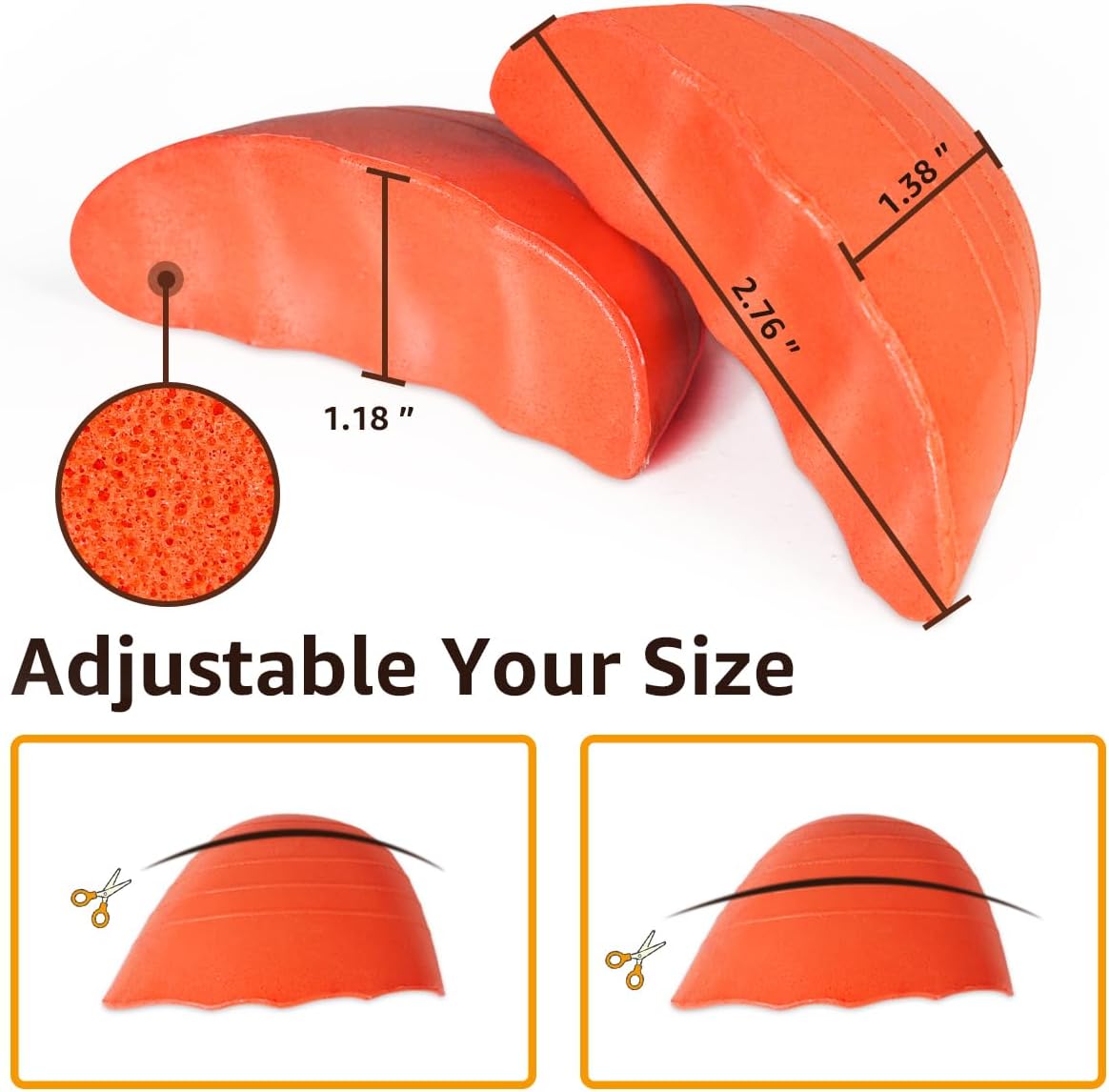 Dr. Scholl's Shoe Filler Inserts - Toe Cushions Make Shoes Fit, Half-Sizes Adjust Too Big for High Heels, Dress, Casual & Flats - 2 Pairs (Orange - Round) Orange  Orange - Image 3