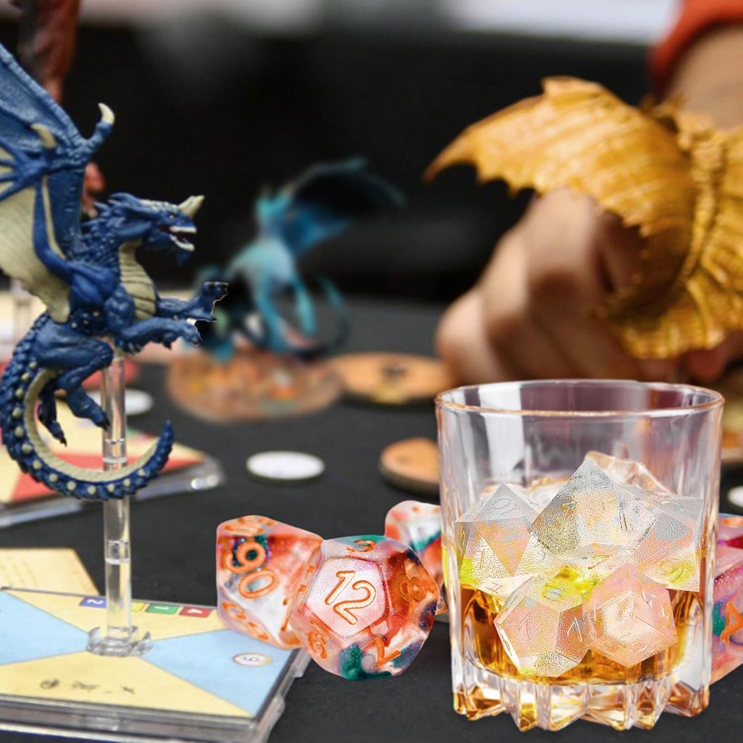 7 Shapes DND Dice Whisky Ice Cubes Mold, 3D Dice Mold DND Accessories For Whiskey Cocktail Summer Ice Drink, Funny DND Gifts For Table Game Lovers Transparent  Transparent - Image 2