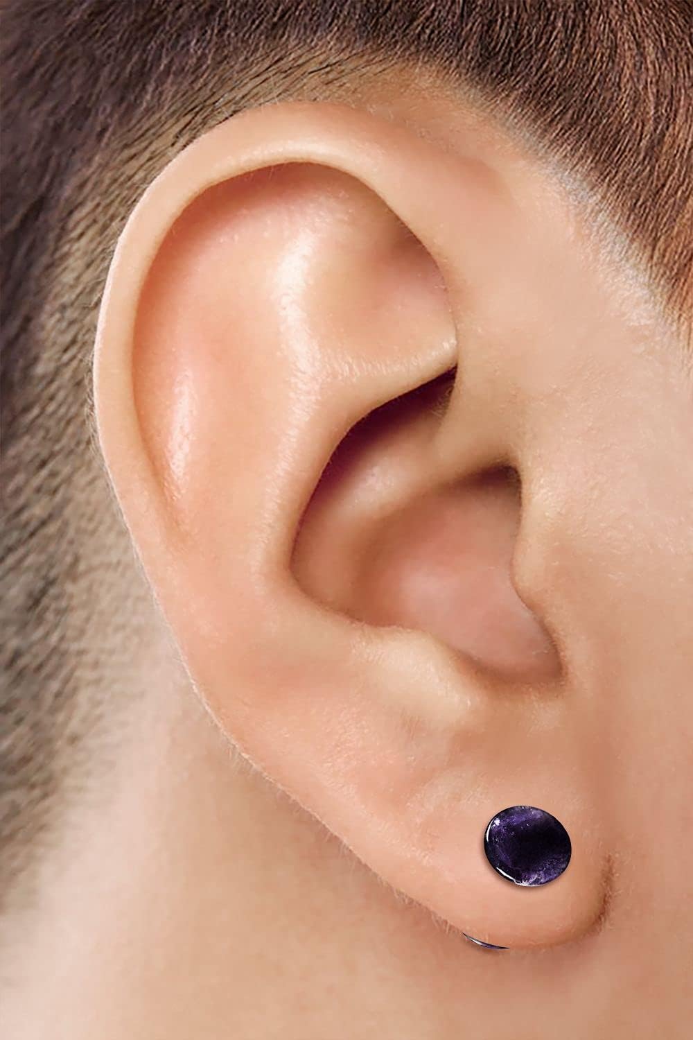 Organic Stone Amethyst Double Flared Saddle Ear Gauge Double Flare plugs Stretcher Lobe Earring Piercing Jewelry Choose Sizes  2pcs-00g (10mm)-Stone    2pcs-00g (10mm)-Stone - Image 4