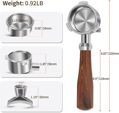 54mm Portafilter Compatible with Breville BES870/878/880/876 Series,Espresso Double Spouts Portafilter with 3 Ear & Stainless Steel Basket - Image 3
