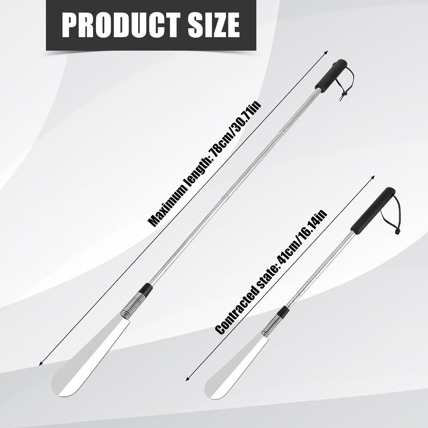 Extendable Shoe Horn, Premium Stainless Steel Adjustable Handle Shoe Lifter with Long Handle Shoehorn Telescopic Travel Shoe Helper Shoe Aid Tools for Women Men Seniors - Image 3