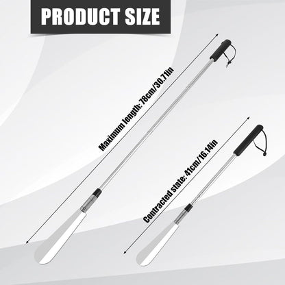 Extendable Shoe Horn, Premium Stainless Steel Adjustable Handle Shoe Lifter with Long Handle Shoehorn Telescopic Travel Shoe Helper Shoe Aid Tools for Women Men Seniors - Image 3