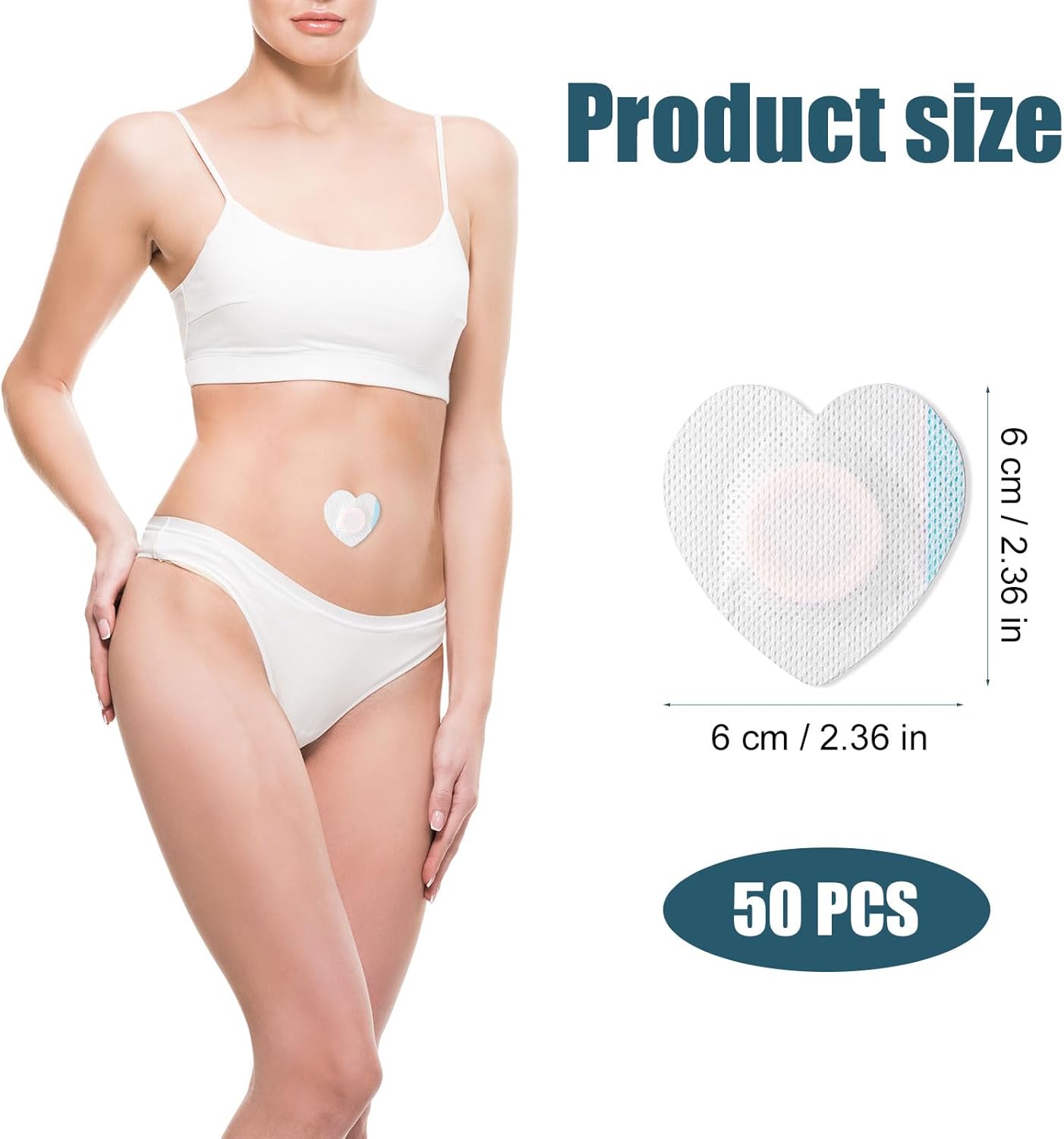 50pcs Castor Oil Wrap for Belly Button, Heart Shape Self-Adhesive & Highly Absorbent Castor Oil Wrap Pack for Belly Button Pad Patches Waterproof Disposable Cover Stickers (Oils Not Included) - Image 3