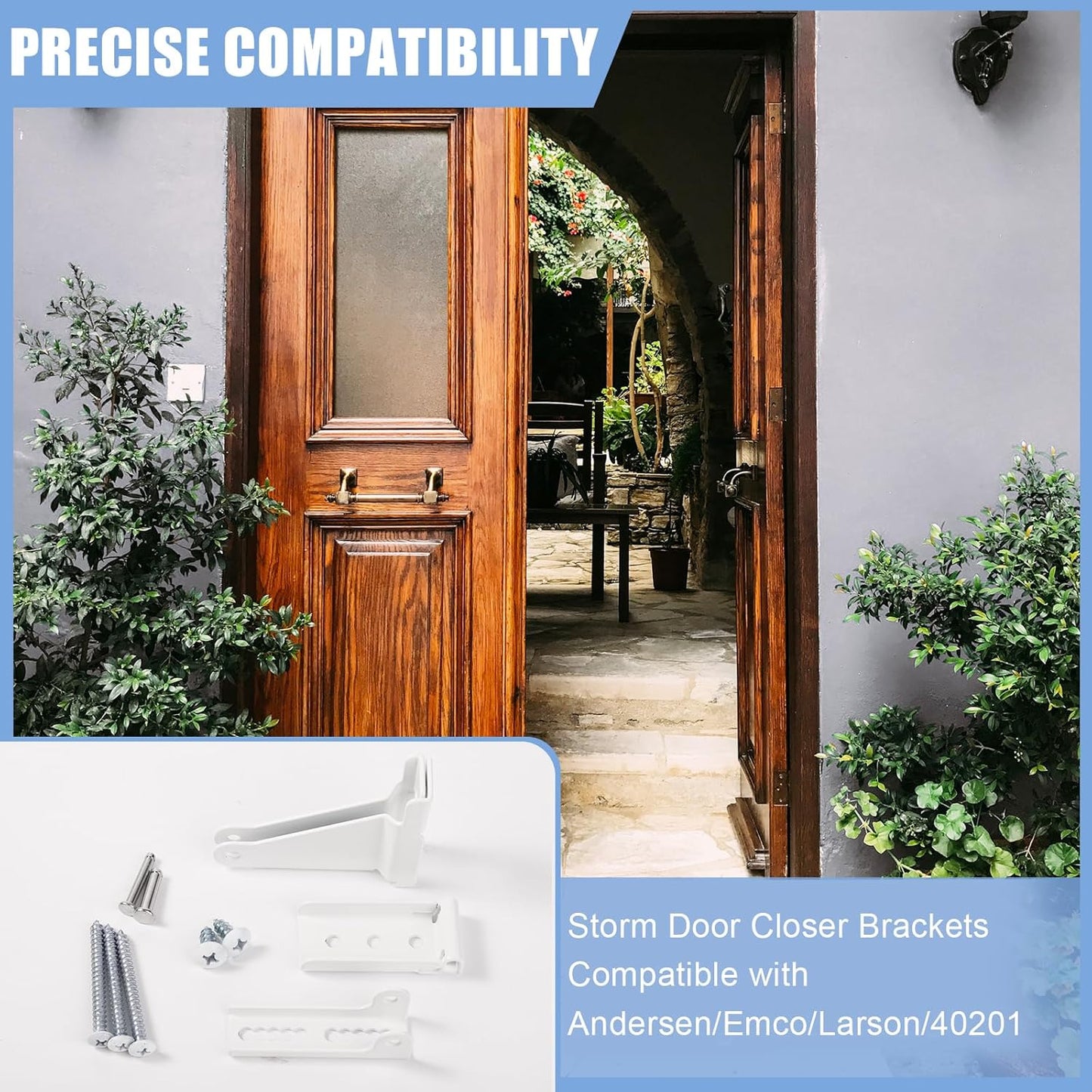 Storm Door Closer Bracket?Repair Jamb Bracket Compatible with Andersen?Durable Screen Door Closer Replacement Parts Kits with Emco/Larson/Pella, Protecting Doors from Damage from Strong Winds (White) - Image 3
