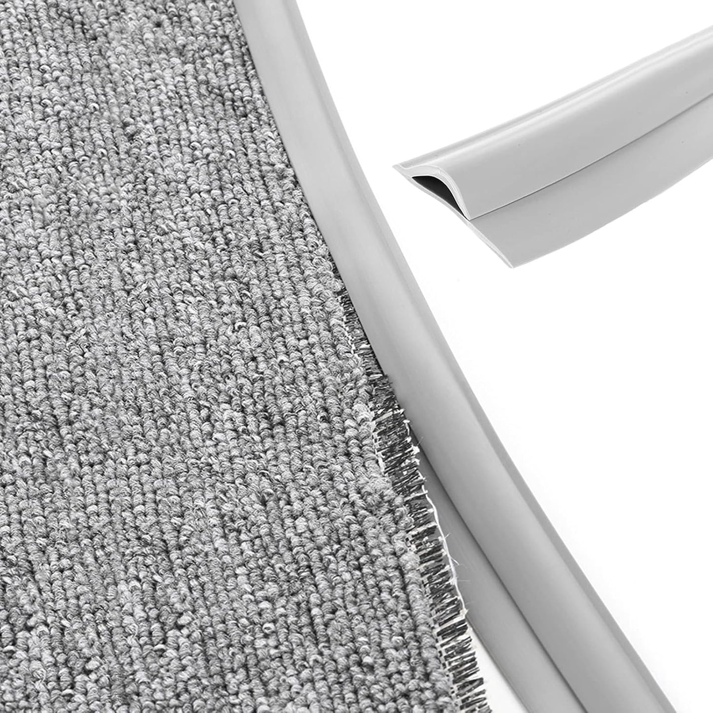 Carpet Edge Binding Trim, Self Adhesive Grey Floor Transition Strip/Rugs Edging Bar for Indoor Doormat Protect, Flexible PVC Seal Molding for Robot Vacuum Cleaner (700cm (23ft))   700cm (23ft)
