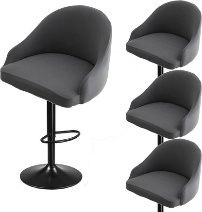 Bar Stool Slipcovers, Swivel Chair Covers with Back, Stretch Counter Bar Stool Covers for Armchair, Kitchen Island Grey 4pcs - Image 2