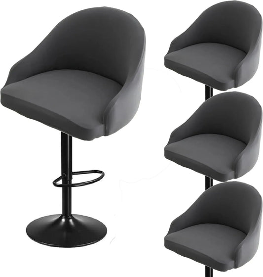Bar Stool Slipcovers, Swivel Chair Covers with Back, Stretch Counter Bar Stool Covers for Armchair, Kitchen Island Grey 4pcs - Image 2