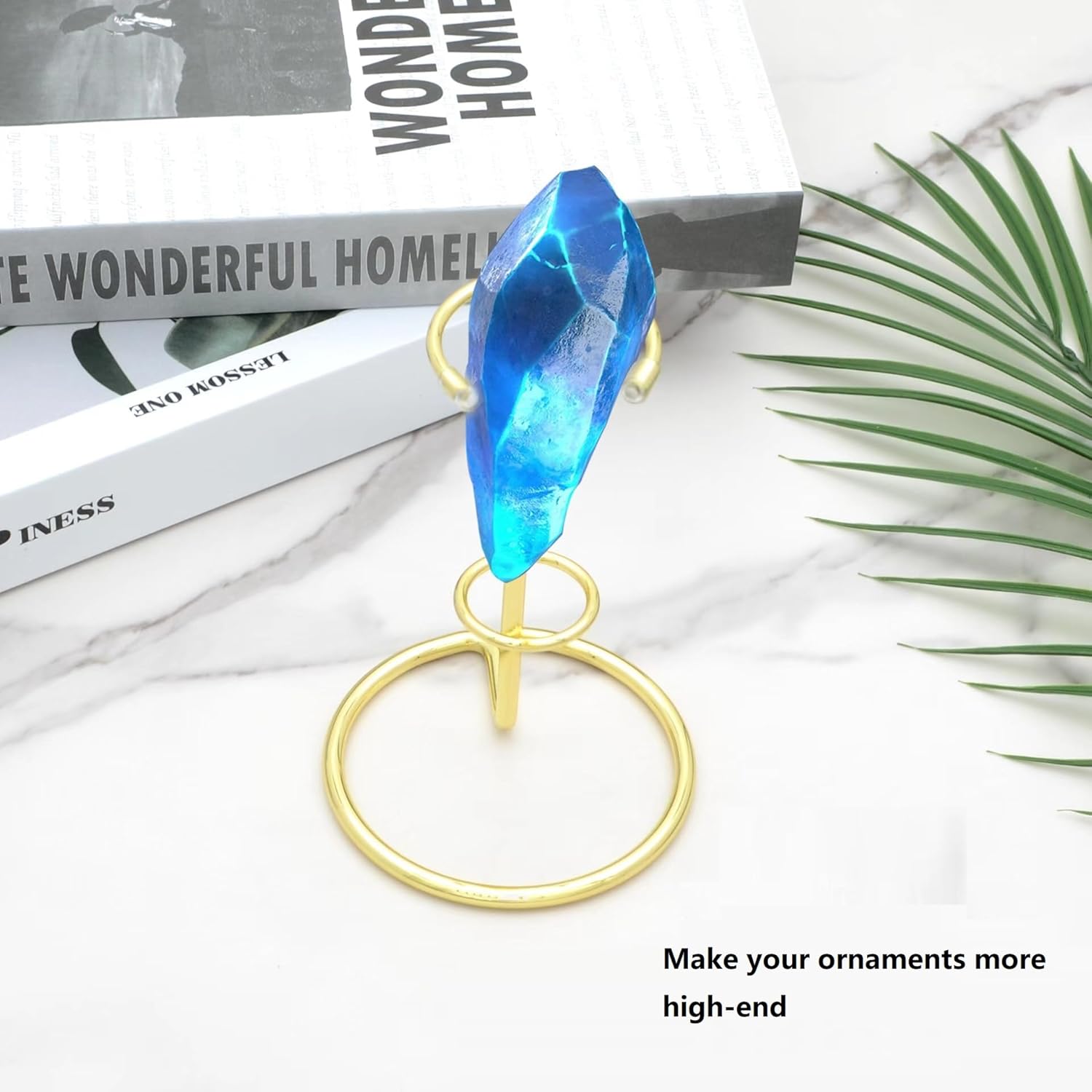 4 Pieces Small Crystal Rod Display Stand - Elegant Iron Gemstone and Mineral Holder, Geode Holder for Small Gemstone Crystal Mineral Agate Two Sizes 2.4x3.7 Inch 3.38×5.11 Inch Size (silver, large) - Image 2