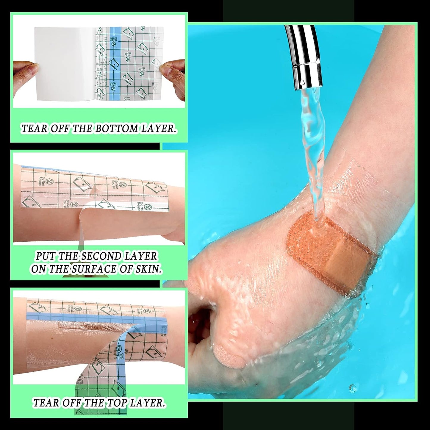 50 Pieces Transparent Clear Adhesive Bandage Stretch Large Waterproof Film Adhesive Bandages Dressing Supplies(4 x 6 Inch)   4x6 Inch (Pack of 50) - Image 3