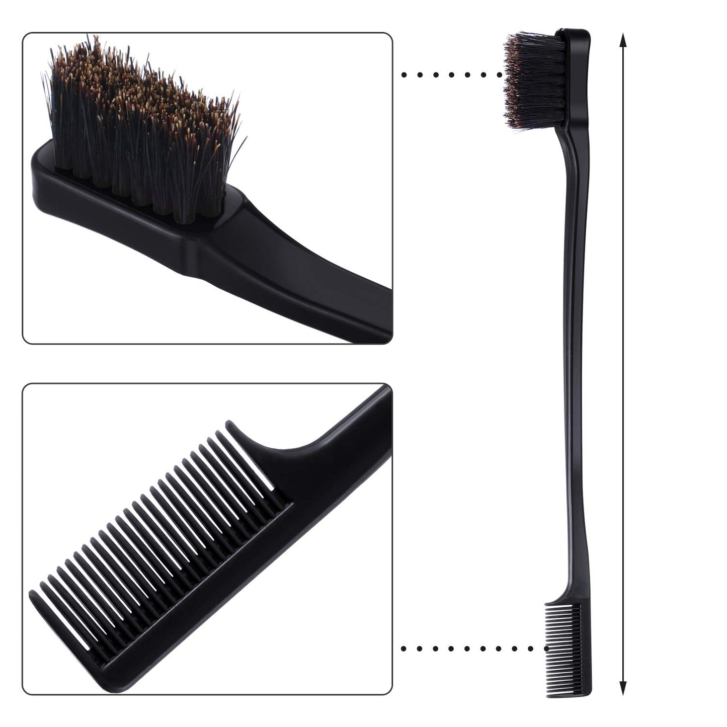 10 Pcs Edge Brush 2-in-1 Double Sided Hair Edges Brushes and Combs Combo Pack, Smooth Grooming and Edge Control (Rose and Black) Rose and Black - Image 3