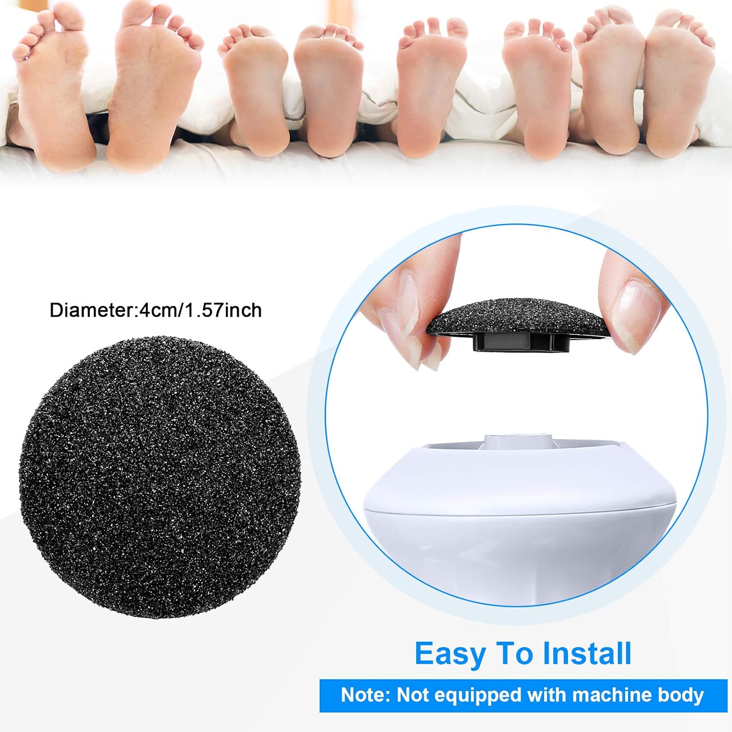 20 Pieces Regular Coarse Replacement Pads for Portable Electric Foot Grinder Foot File Refills Vacuum Adsorption Electric Callus Remover Hard Skin Grind Head for Cracked Heels Dead Skin (Black, Gray) - Image 2