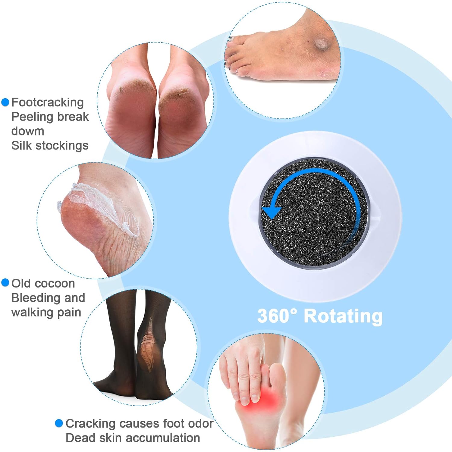 20 Pieces Regular Coarse Replacement Pads for Portable Electric Foot Grinder Foot File Refills Vacuum Adsorption Electric Callus Remover Hard Skin Grind Head for Cracked Heels Dead Skin (Black, Gray) - Image 3