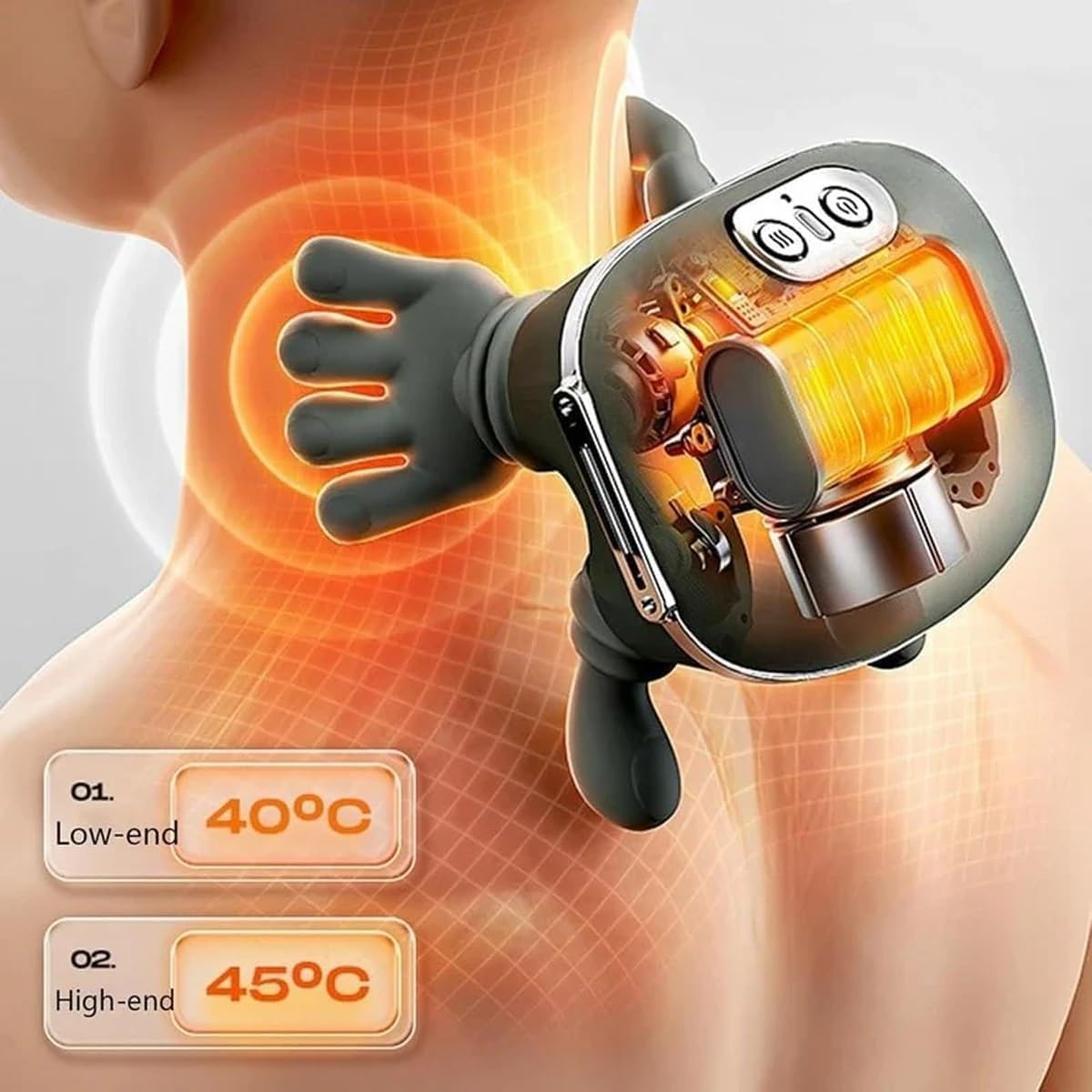 Massager, Real Hand Simulation Shiatsu Deep Tissue Electric Massager for Neck, Back & Shoulders, 3D Kneading, 3-Speed Adjustable USB Rechargeable (Green) - Image 3