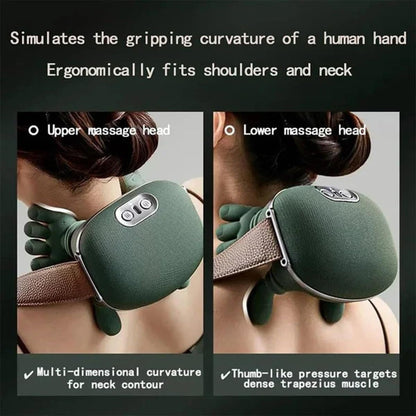 Massager, Real Hand Simulation Shiatsu Deep Tissue Electric Massager for Neck, Back & Shoulders, 3D Kneading, 3-Speed Adjustable USB Rechargeable (Green) - Image 4
