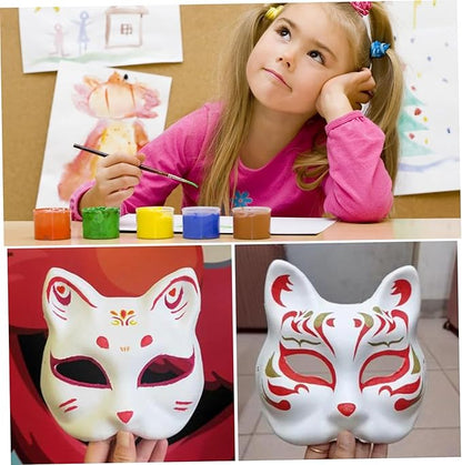 Cat Mask, Cat Mask 15 pcs Half Fox Mask White Therian Mask Diy Paintable Blank Mask for Holloween, Masquerade Party, Cosplay - Image 3